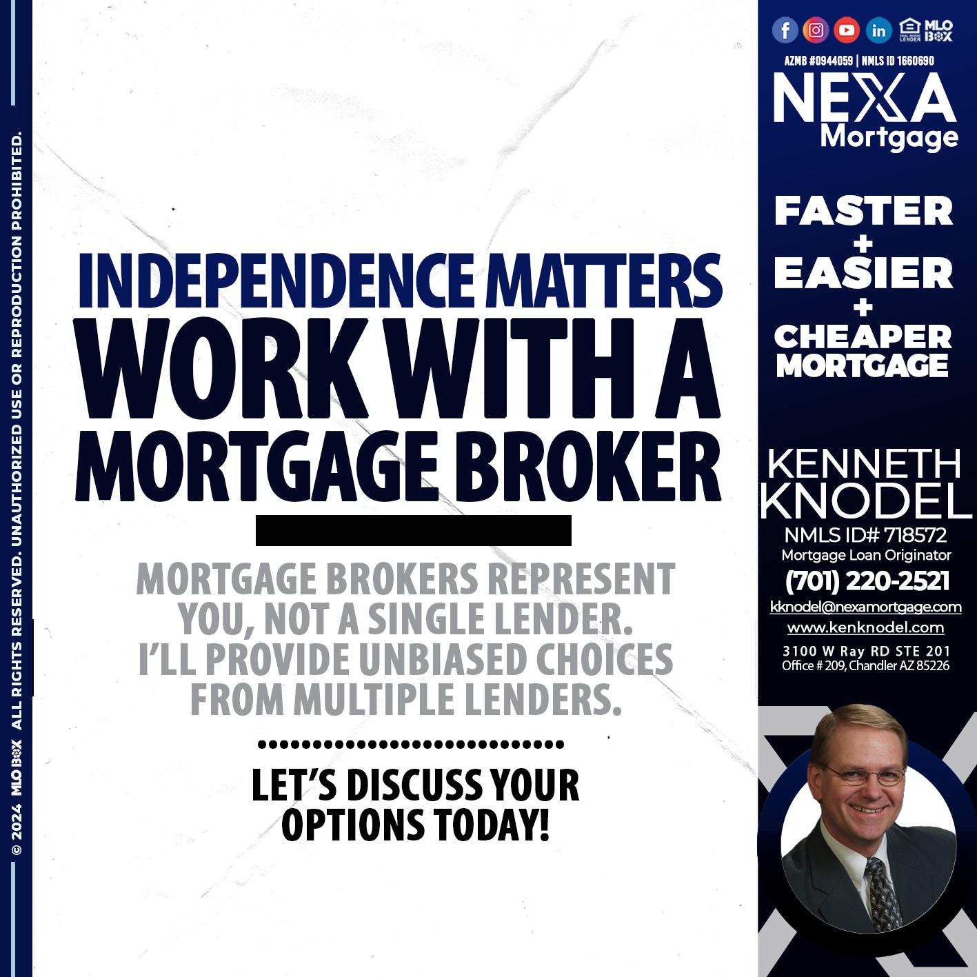 WORK WITH A BROKER - Kenneth Knodel -Mortgage Loan Originator