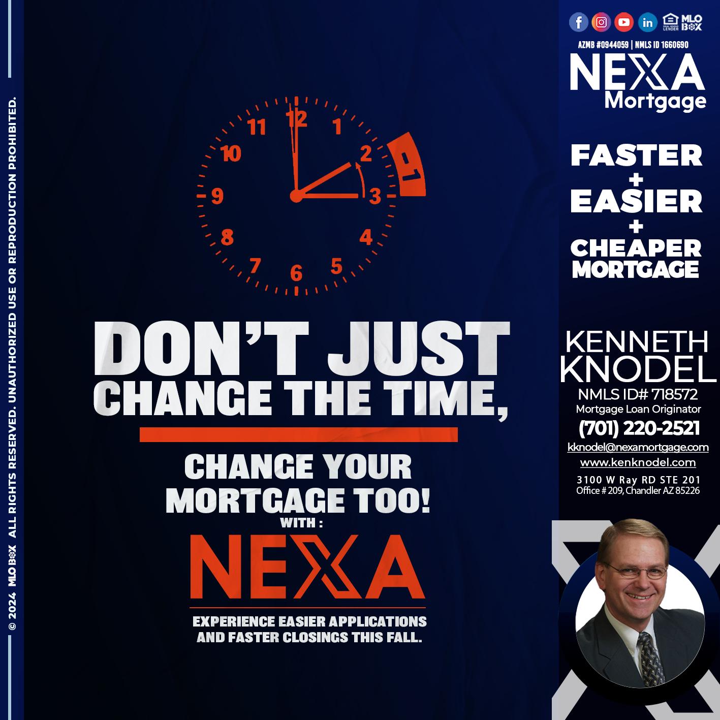 dont just change the time - Kenneth Knodel -Mortgage Loan Originator