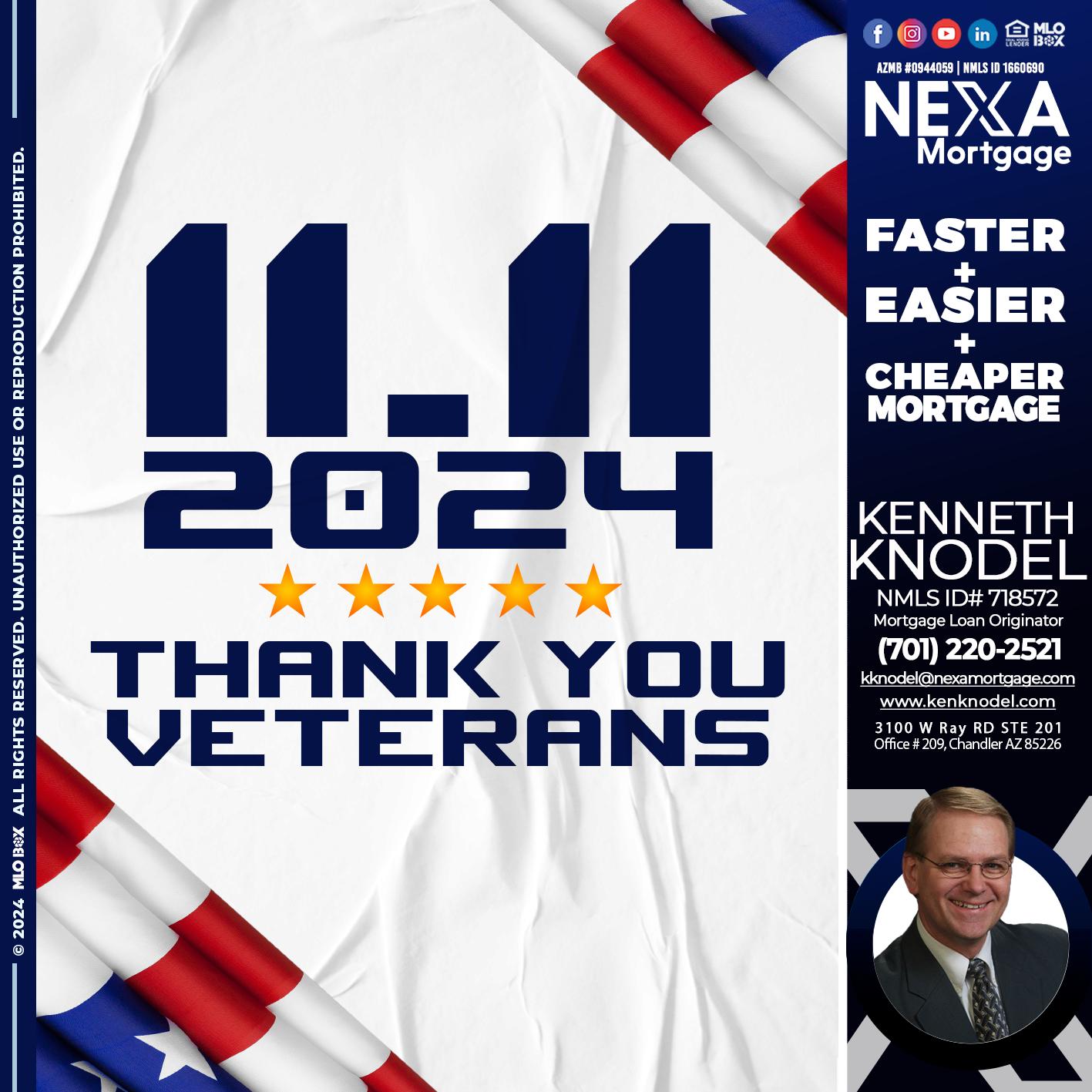 THANK YOU VETERANS - Kenneth Knodel -Mortgage Loan Originator