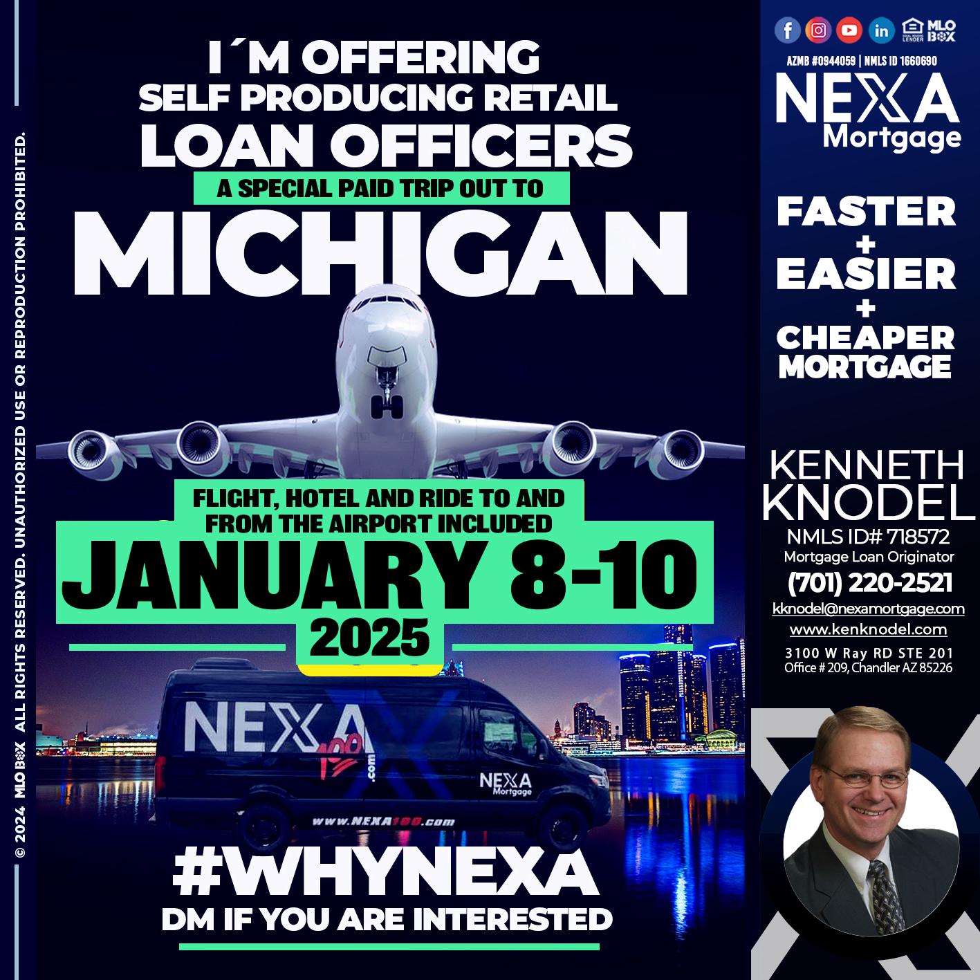 MICHIGAN TRIP 8-10 JAN 2025 - Kenneth Knodel -Mortgage Loan Originator