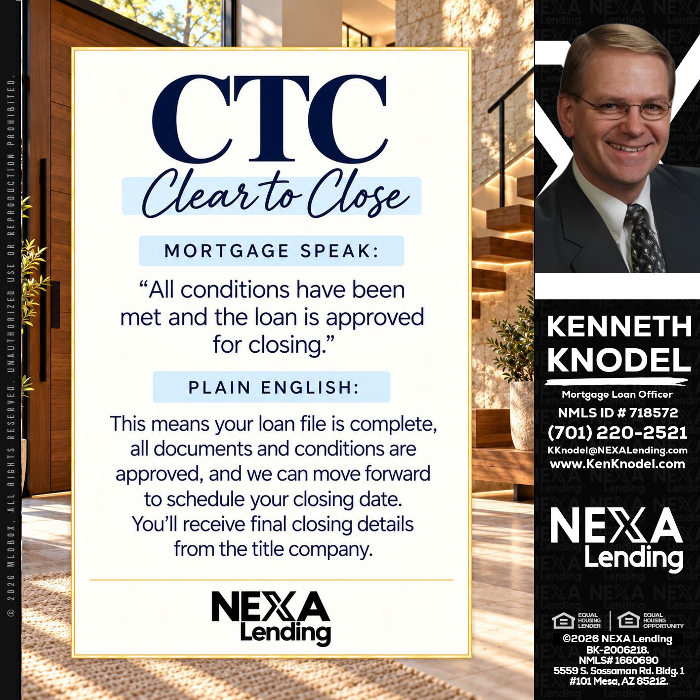 CLEAR TO CLOSE - Kenneth Knodel -Mortgage Loan Officer
